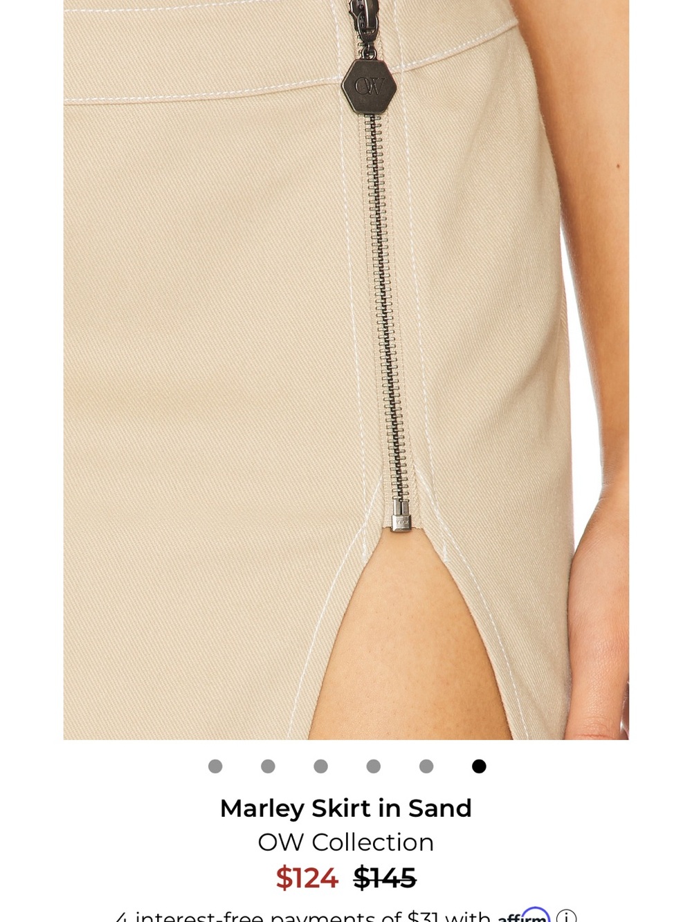 OW collection Beige Two-Piece Zipper Top & Mini Skirt Set - Picture 3 of 9